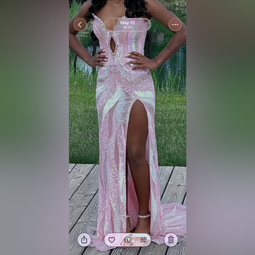 Jovani Light Pink Sequin Prom Dress